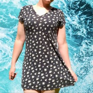Vintage y2k Covington Swallow Print Navy Skater Dress, Size S